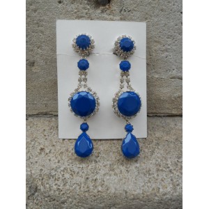 Boucles d'oreilles strass indigo