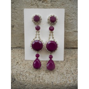 Boucles d'oreilles strass pourpres
