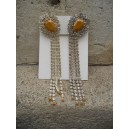Boucle d'oreille stars en strass moutarde