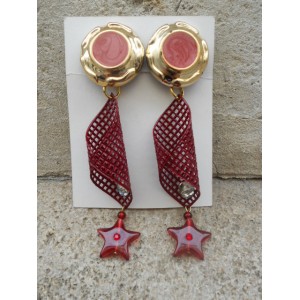 Boucles d'oreilles grillage et pendentif étoile